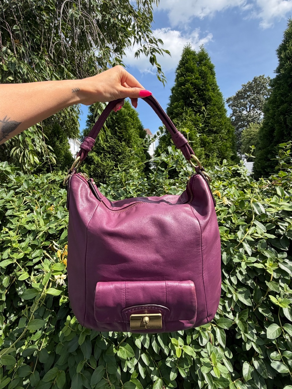 Vintage Y2K Coach Kristin Purple Leather Hobo Shoulder Bag Purse